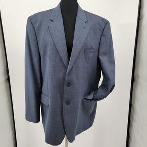 Izod Mens Navy Blue Herringbone Windowpane 100% Wool Romania Sports Blazer 46R